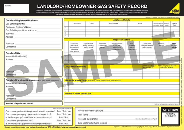 Landlord Gas Safety certificate